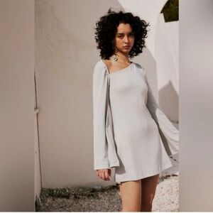 Free People Beach Amiga Gray Long Sleeve Mini Dress NWT Size S